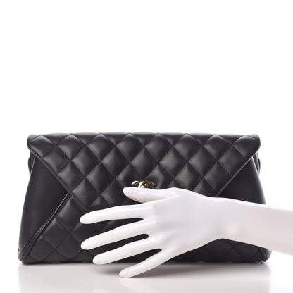 Chanel Lambskin Quilted Fold Up Again Clutch Black 2 of 11