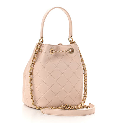 Chanel Caviar Quilted Fashion Therapy Bucket Drawstring Bag Beige 2 of 6