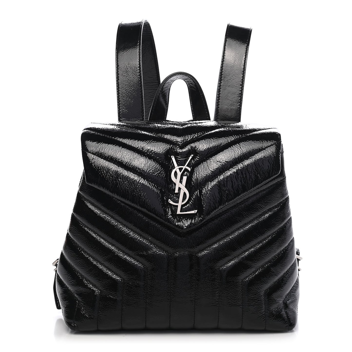 Patent Y Quilted Monogram Small Loulou Backpack Black