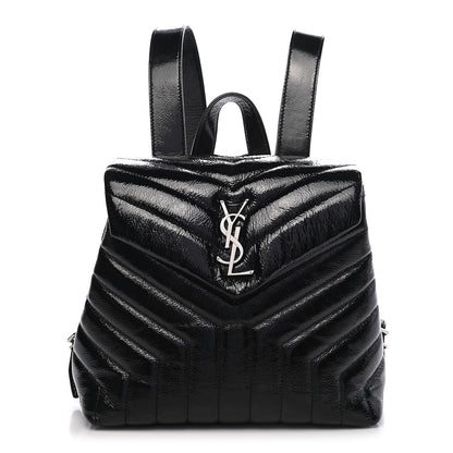Saint Laurent Patent Y Quilted Monogram Small Loulou Backpack Black 1 of 8