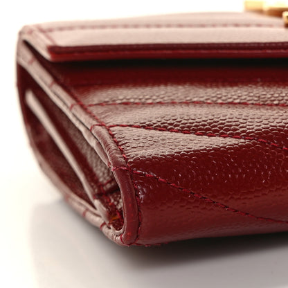 Saint Laurent Grain De Poudre Matelasse Chevron Monogram Compact Tri Fold Wallet Red 7 of 8