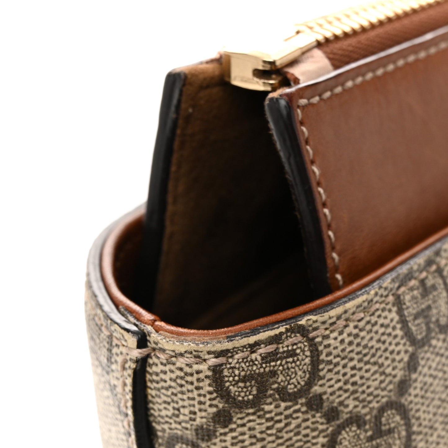 GG Supreme Monogram Medium Zippered Bucket Tote Beige Tuscany