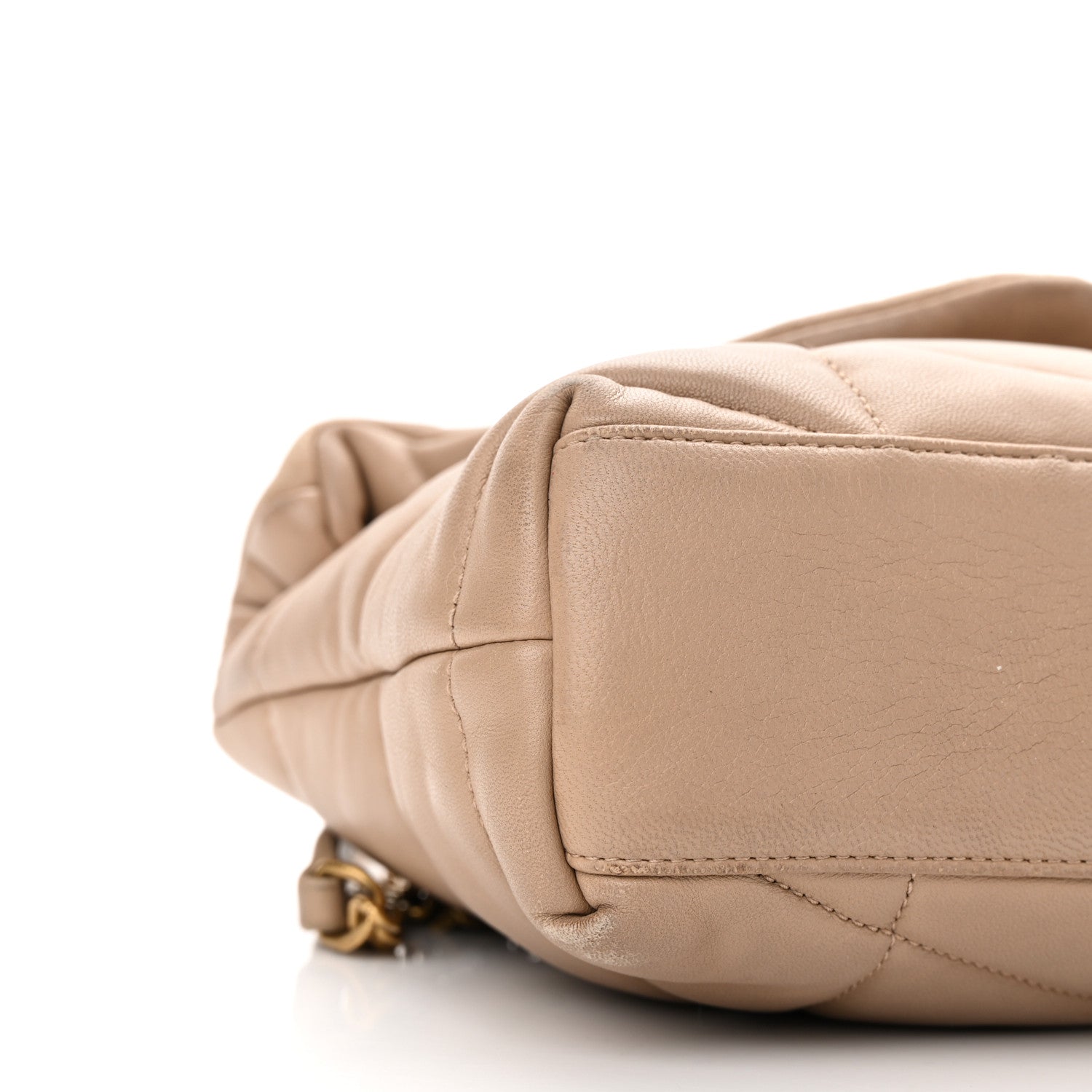 Saint Laurent Lambskin Quilted Toy Loulou Puffer Monogram Chain Satchel Dark Beige 9 of 20