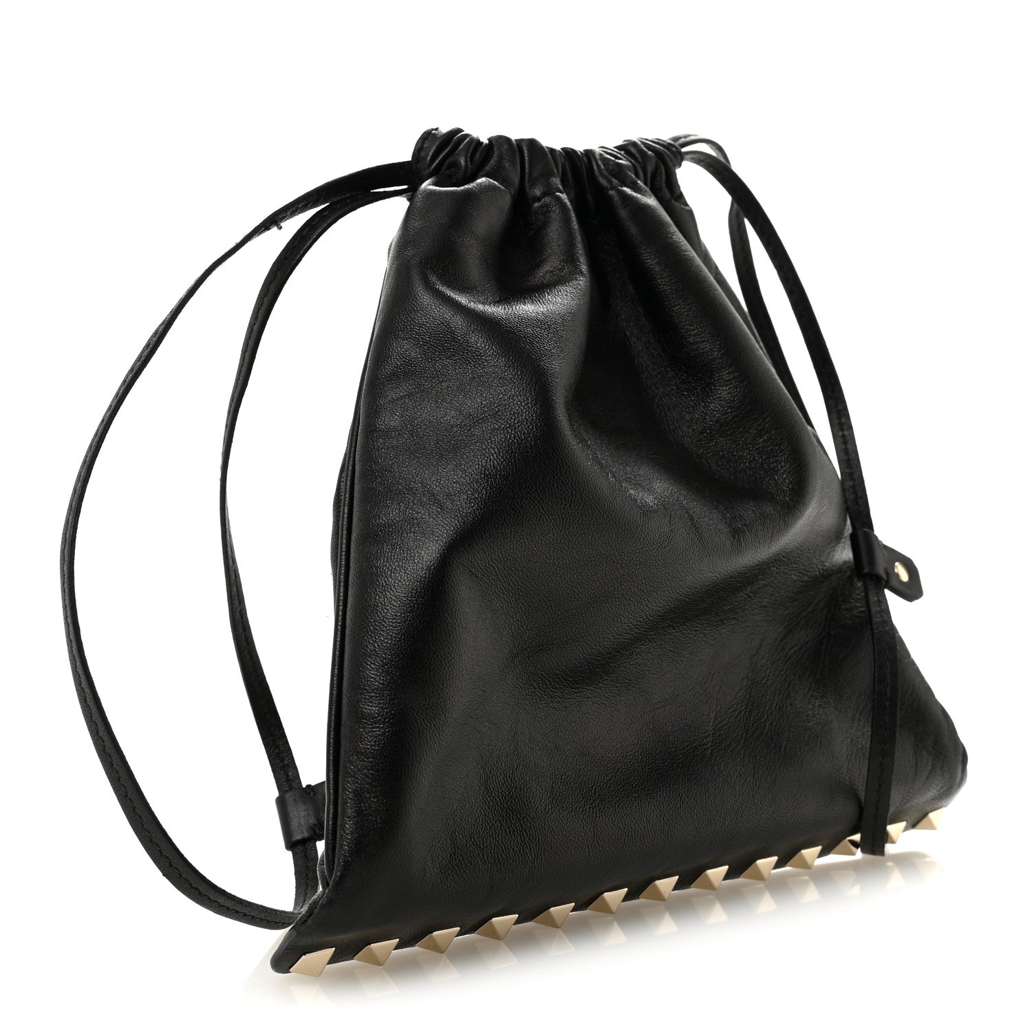 Valentino Garavani Calfskin Rockstud Drawstring Pouch Black 3 of 10