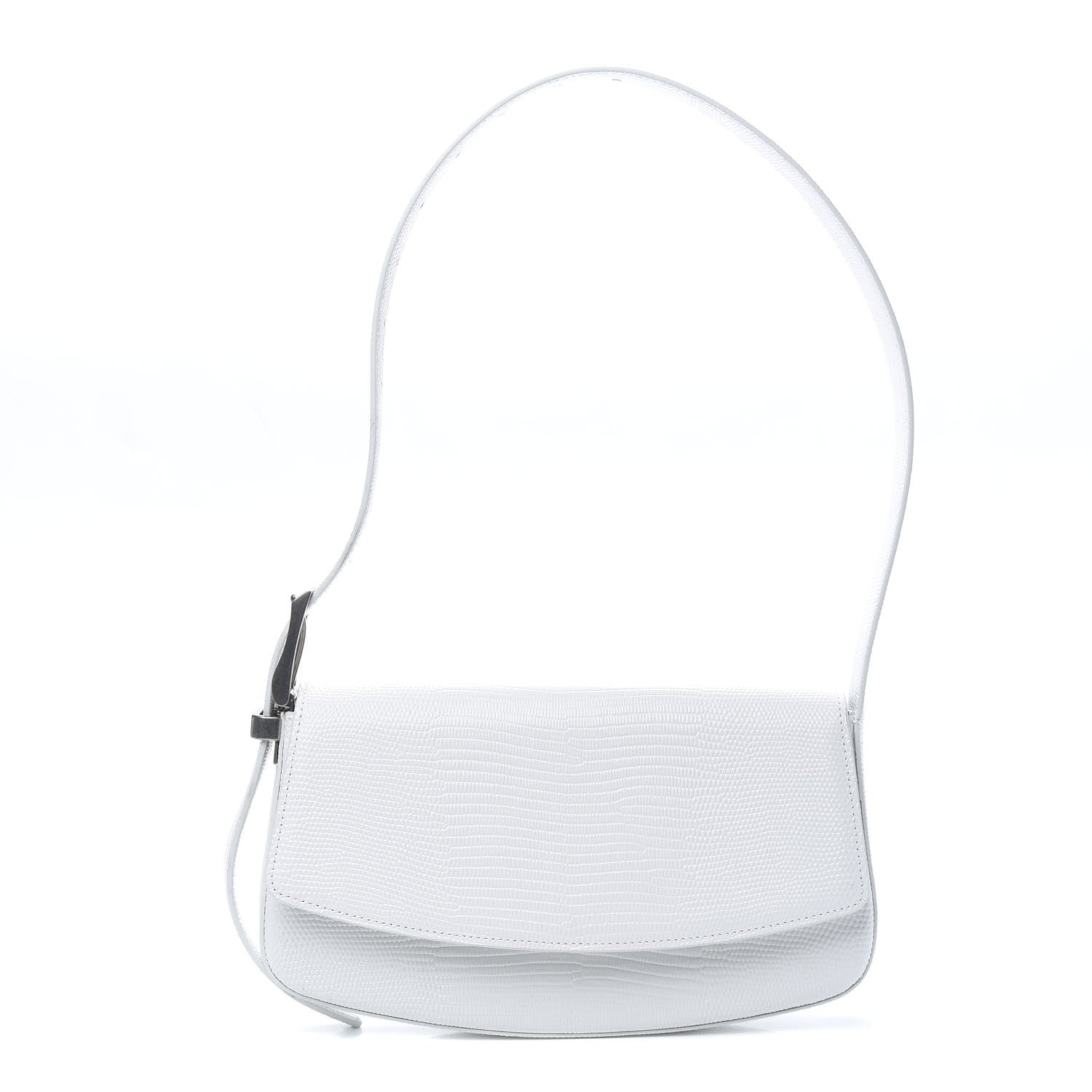 Balenciaga Patent Calfskin Lizard Embossed Ghost Sling Bag Optic White 1 of 8