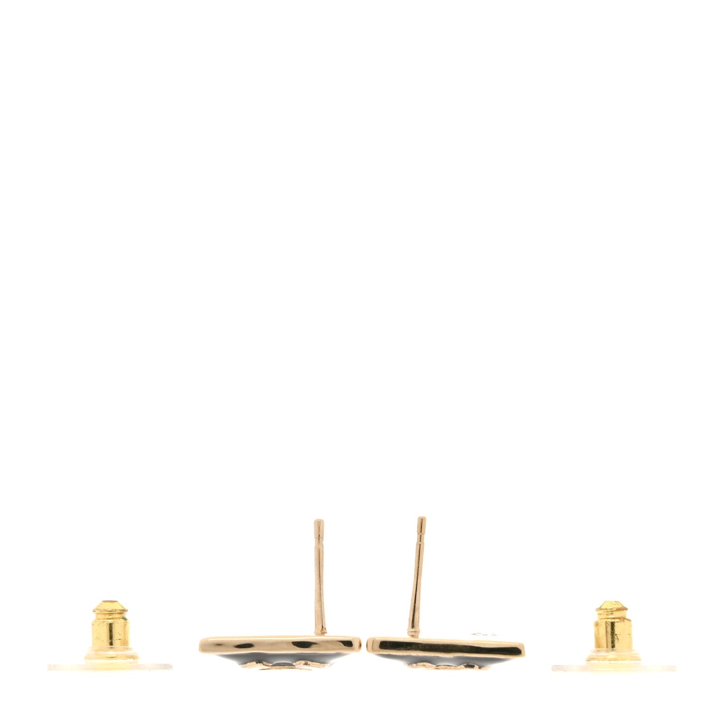 Enamel CC Square Earrings Black White
