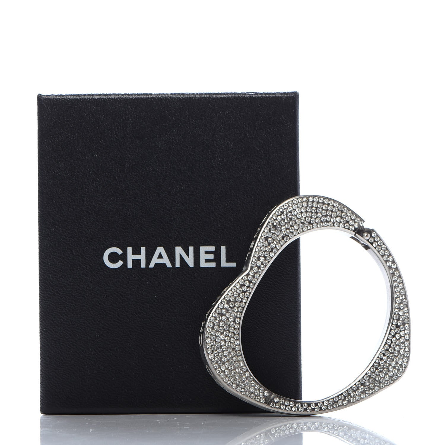 Chanel Swarovski Crystal Heart Bracelet Silver 2 of 6