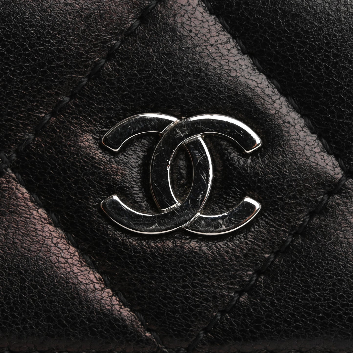 Lambskin Quilted Compact French Flap Wallet Black
