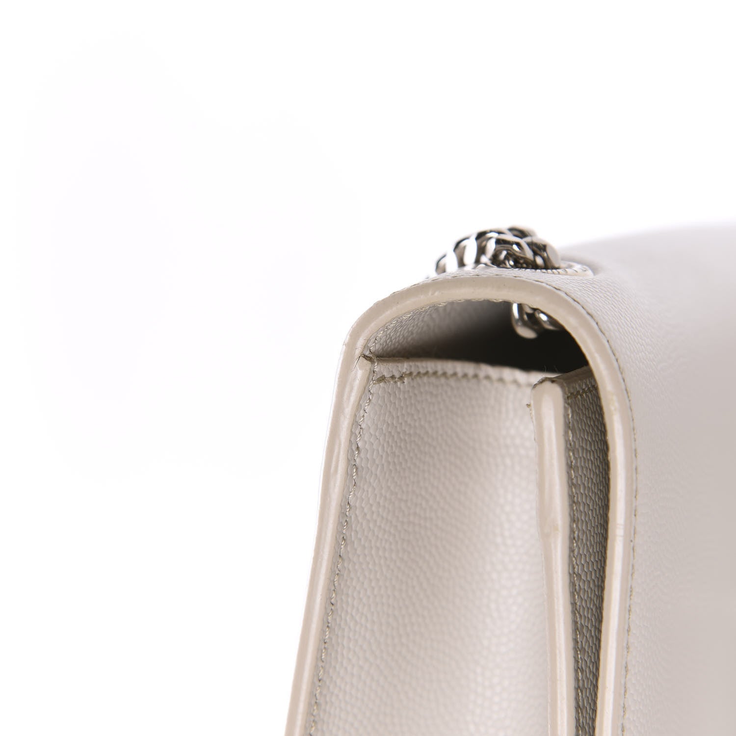 Saint Laurent Grain De Poudre Small Monogram Kate Satchel Optical White 8 of 14