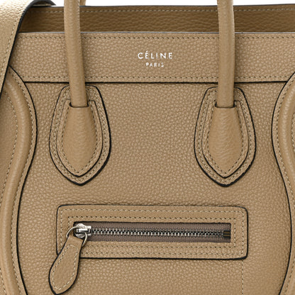 Celine Drummed Calfskin Nano Luggage Dune 8 of 13