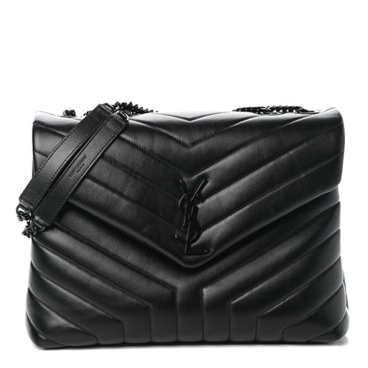 Saint Laurent Calfskin Y Quilted Monogram Medium Loulou Chain Satchel Black 1 of 9