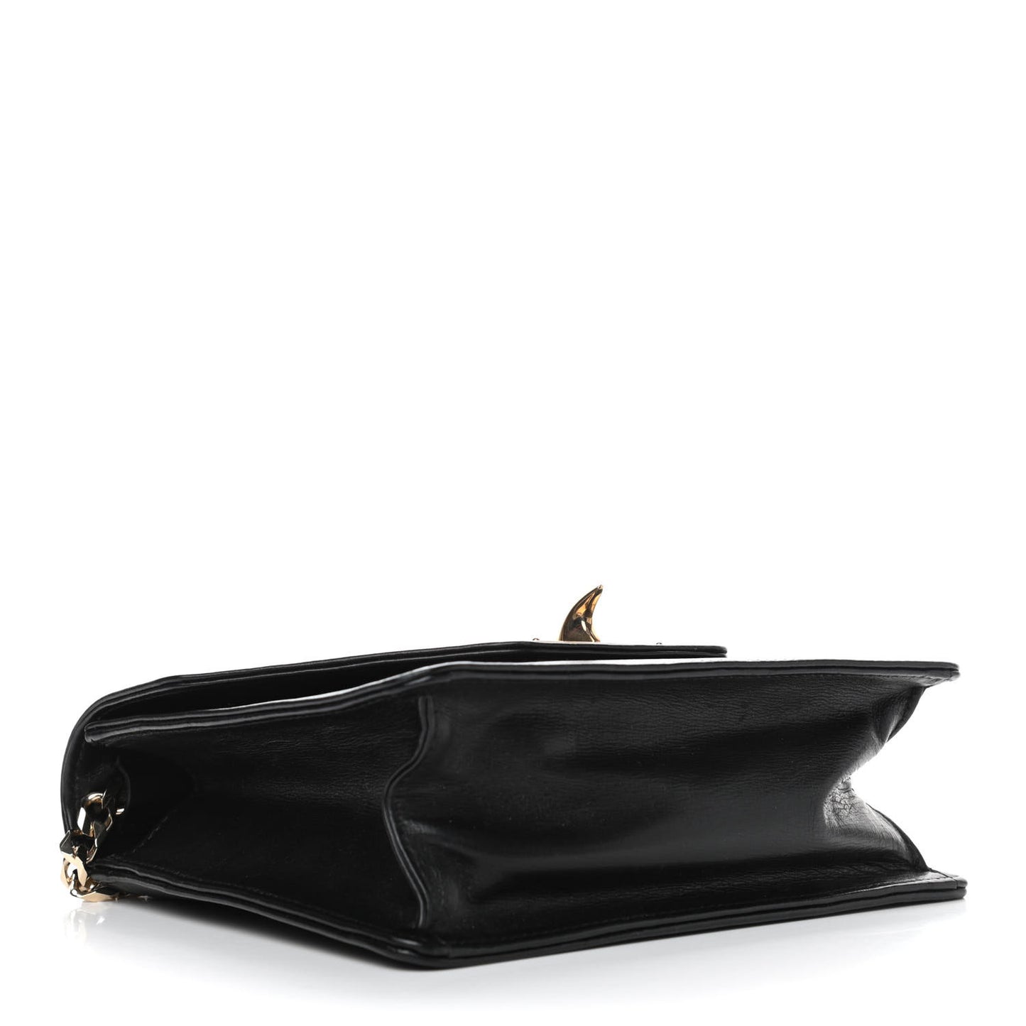 Calfskin Shark Lock Chain Clutch Black