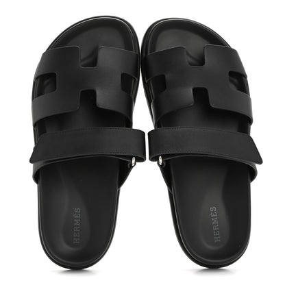 Hermes Calfskin Womens Chypre Sandals 38 Black 2 of 11