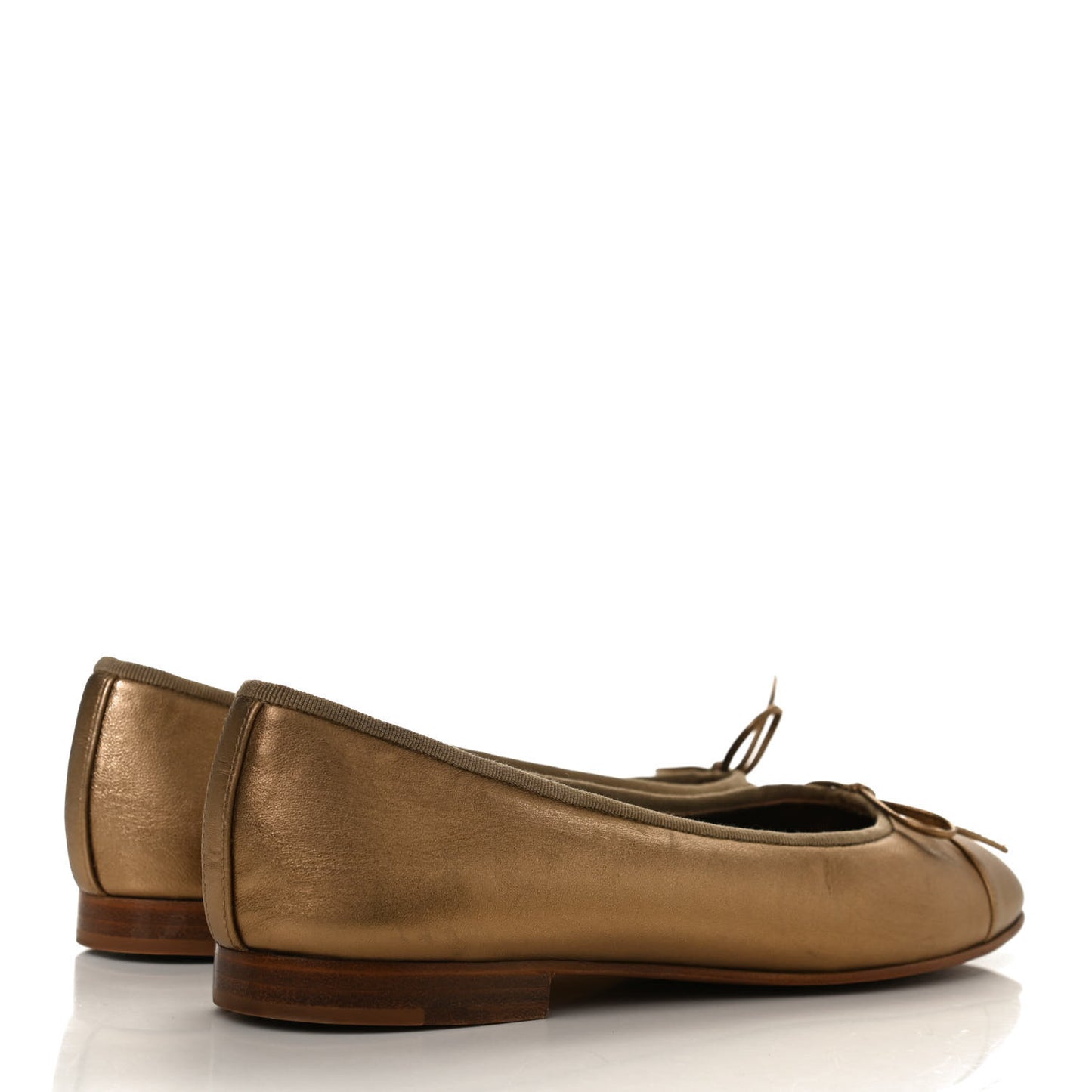 Metallic Lambskin CC Cap Toe Ballerina Flats 41 Bronze