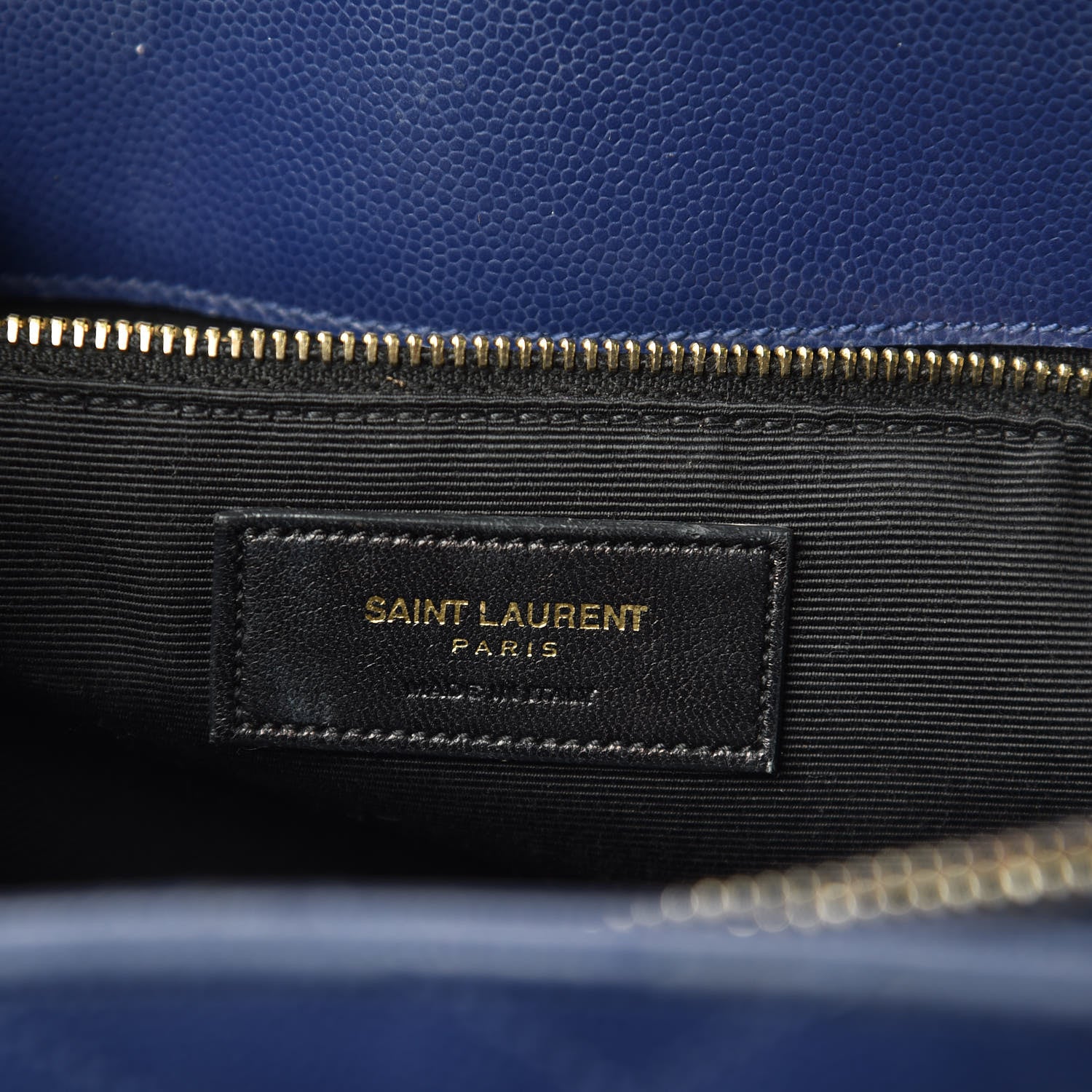 Saint Laurent Grain De Poudre Matelasse Chevron Monogram Shopping Bag Deep Marine 6 of 19