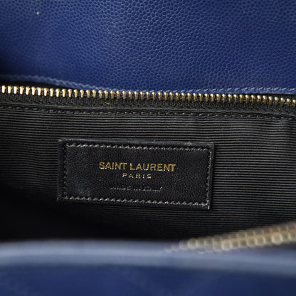 Saint Laurent Grain De Poudre Matelasse Chevron Monogram Shopping Bag Deep Marine 6 of 19