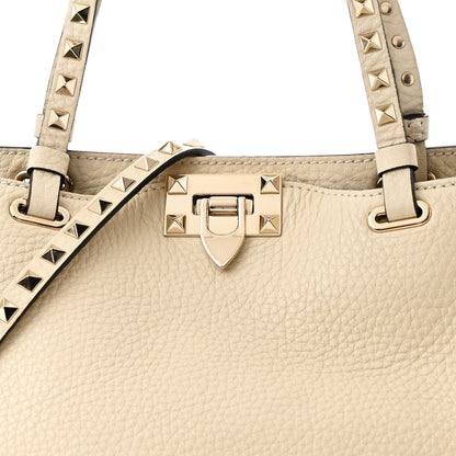 Valentino Garavani Pebbled Calfskin Small Rockstud Tote Ivory 7 of 9