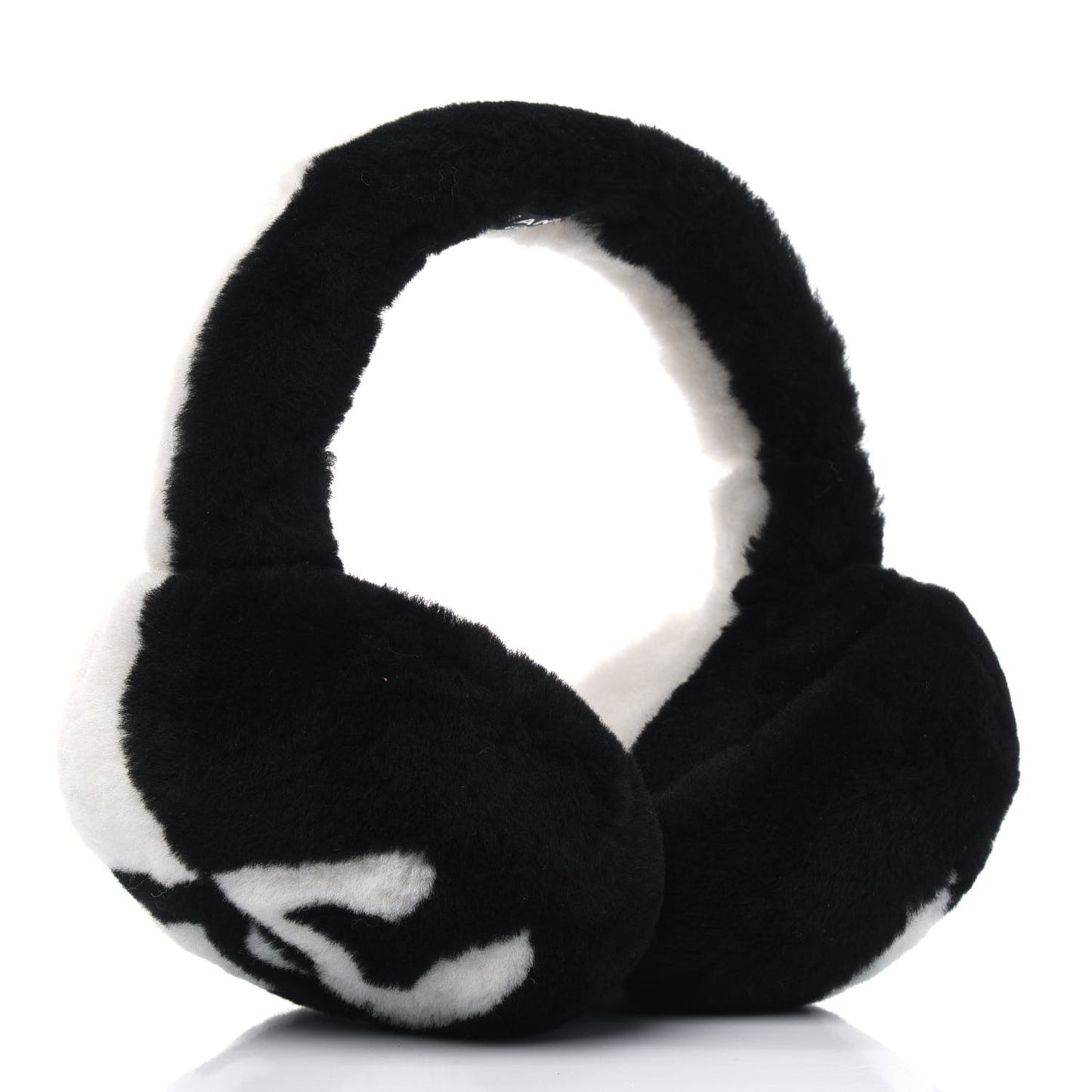 Shearling CC Bi-Color Ear Muffs White Black