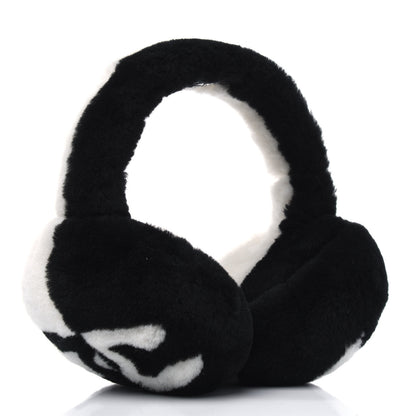 Chanel Shearling CC Bi-Color Ear Muffs White Black 2 of 3