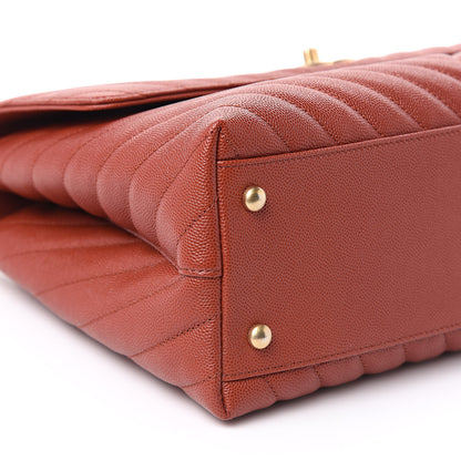 Chanel Caviar Chevron Quilted Medium Coco Handle Flap Dark Orange 8 of 11