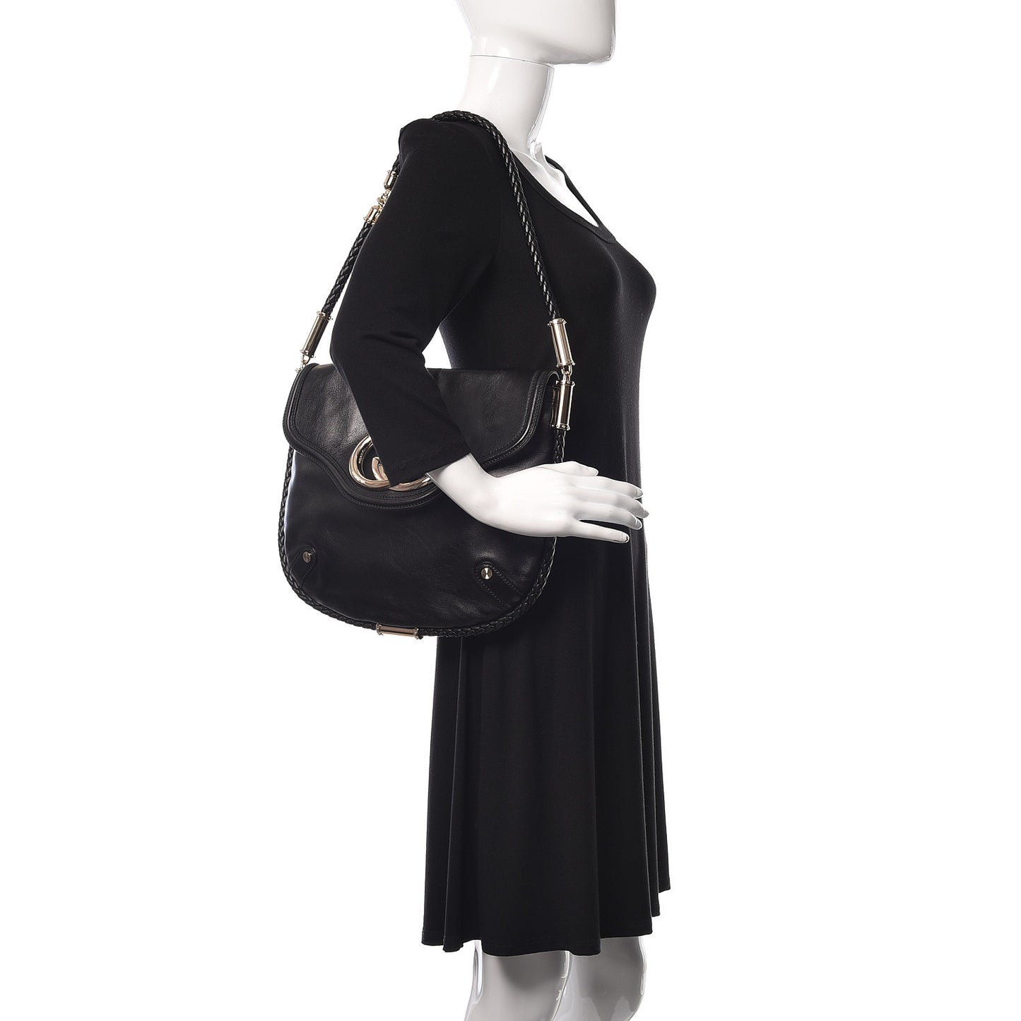 Calfskin Medium Britt Tassel Shoulder Bag Black
