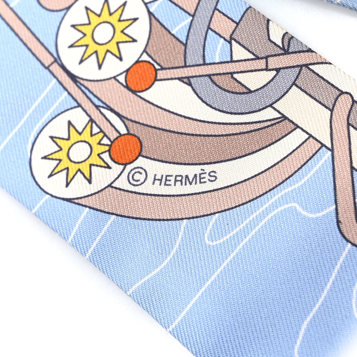 Hermes Silk Odyssey Twilly Beige Bleu Ciel Jaune Vif 3 of 4