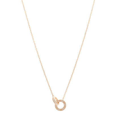 Cartier 18K Pink Gold Diamond Interlocking LOVE Paved Necklace 1 of 4