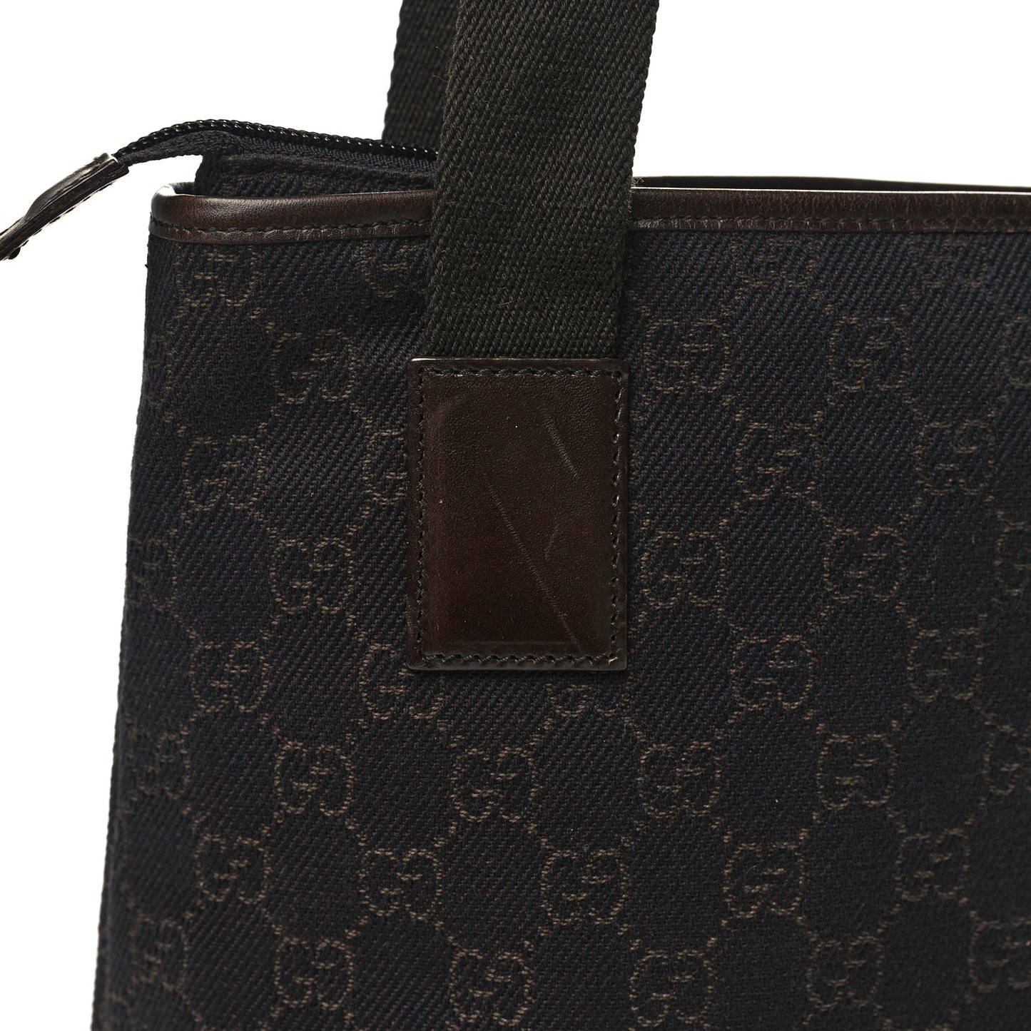 Denim Monogram Tote Bag Dark Brown
