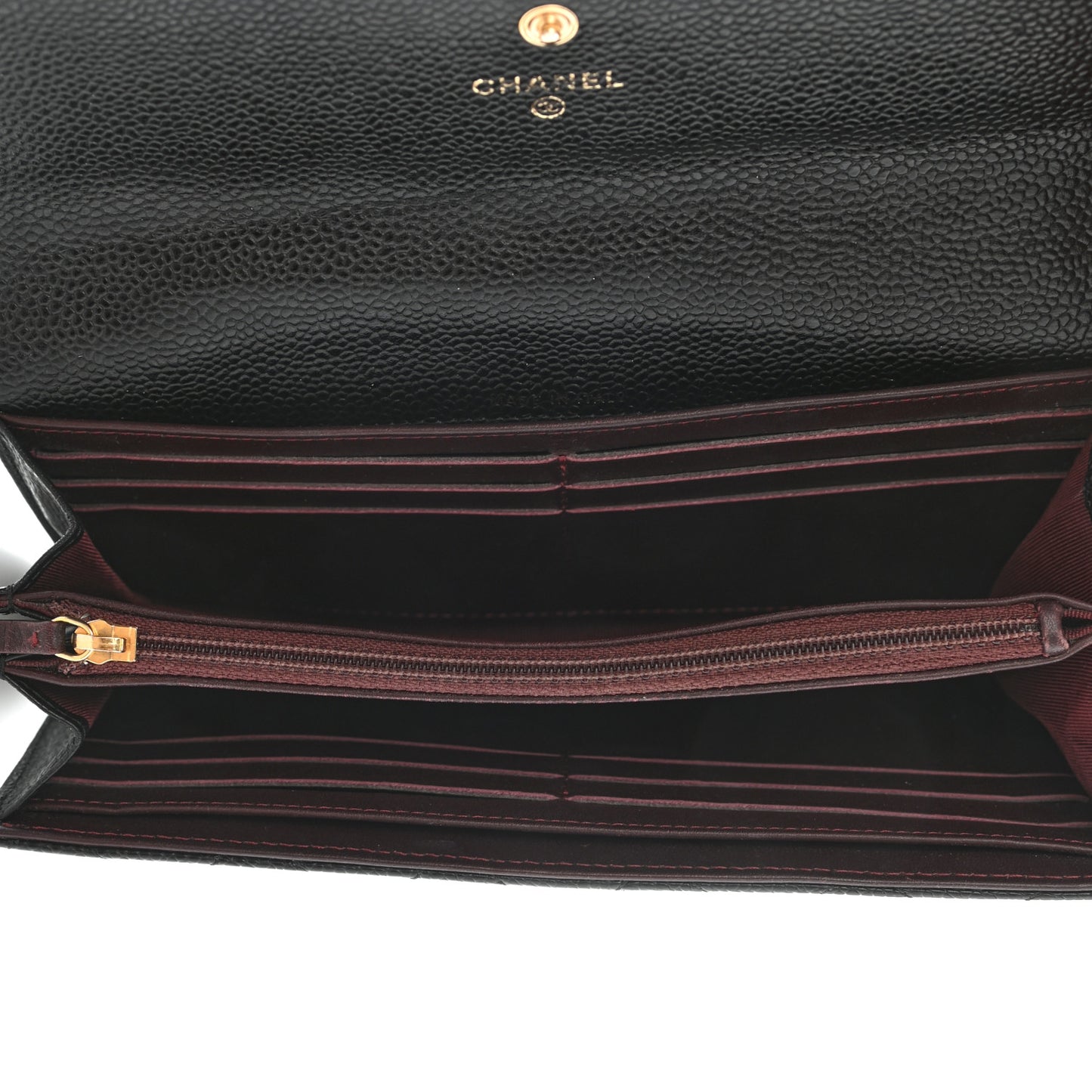 Caviar Quilted Large Gusset Flap Wallet Black
