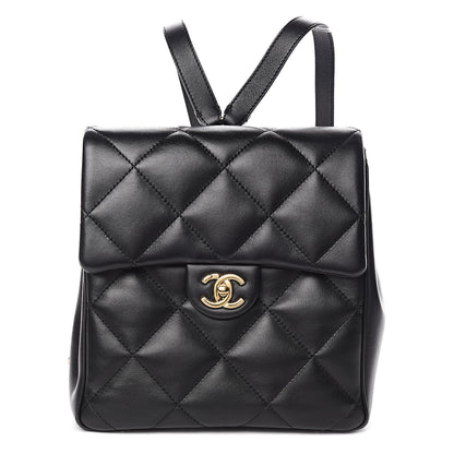 Chanel Lambskin Quilted Chain Backpack Black 1 of 17