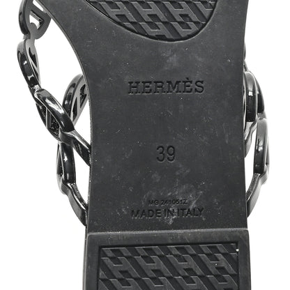 Hermes Rubber Womens Island Sandals 39 Black 7 of 8