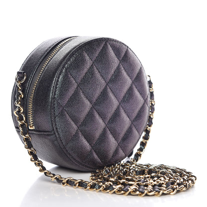 Chanel Iridescent Caviar Quilted Round Clutch With Chain Black 3 of 8