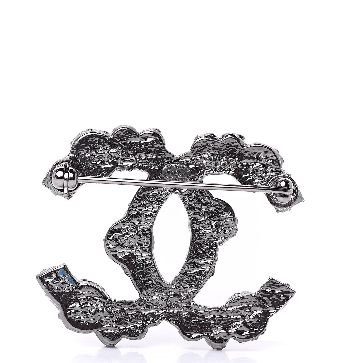 Chanel Ruthenium Crystal CC Brooch 3 of 5