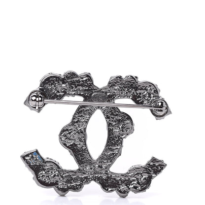Chanel Ruthenium Crystal CC Brooch 3 of 5