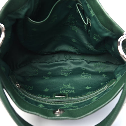 MCM Grained Calfskin Hobo Green 5 of 10