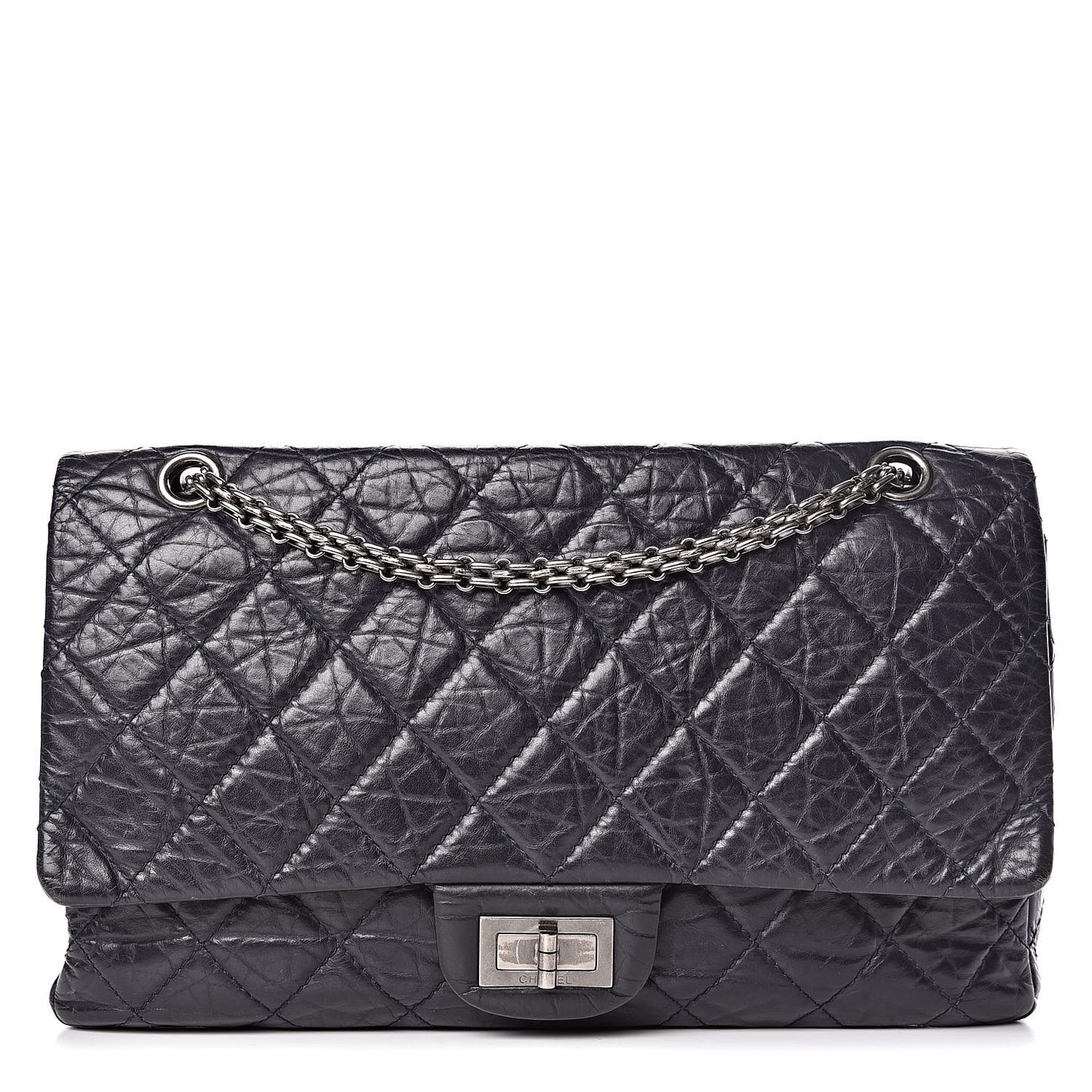 Aged Calfskin Quilted 2.55 Reissue 227 Flap Navy Blue