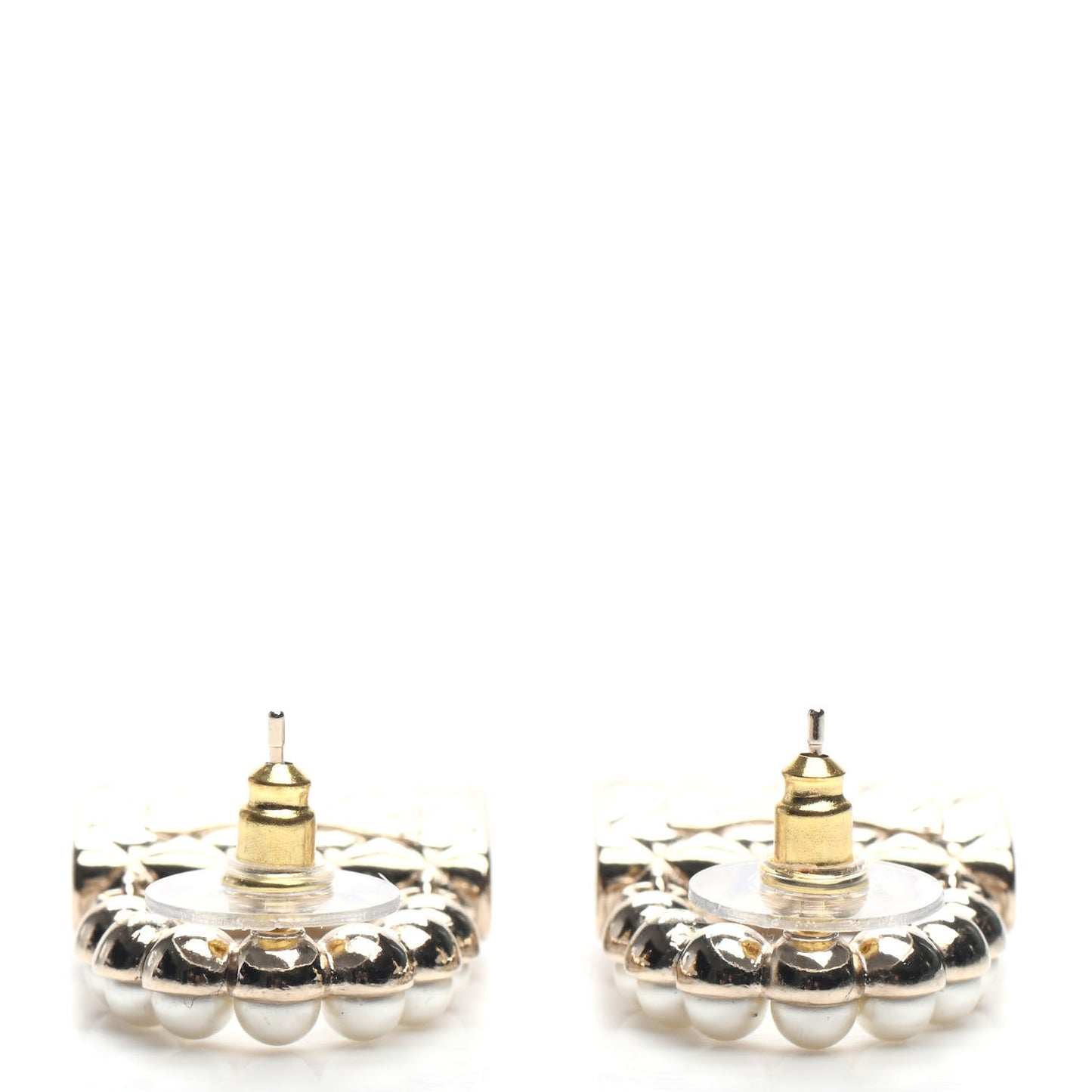 Pearl Quilted CC Flap Bag Earrings Gold