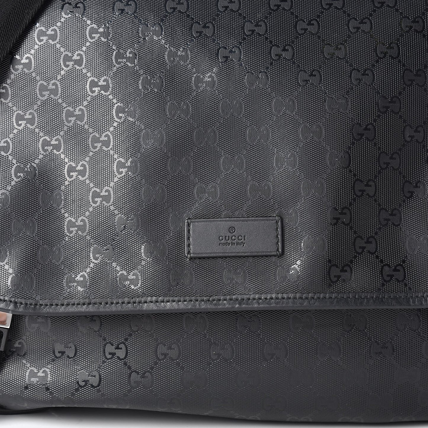 Imprime Monogram Large Double Buckle Flap Messenger Bag Black