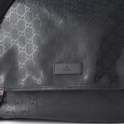Gucci Imprime Monogram Large Double Buckle Flap Messenger Bag Black 8 of 12