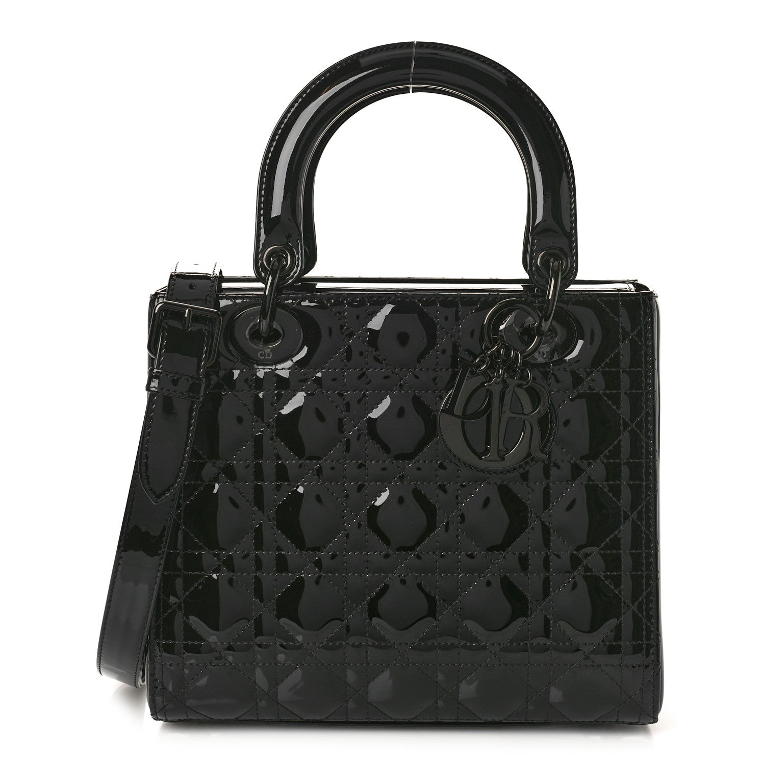 Christian Dior Ultraglossy Patent Cannage Medium Lady Dior Black 1 of 9