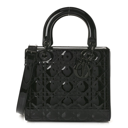 Christian Dior Ultraglossy Patent Cannage Medium Lady Dior Black 1 of 9