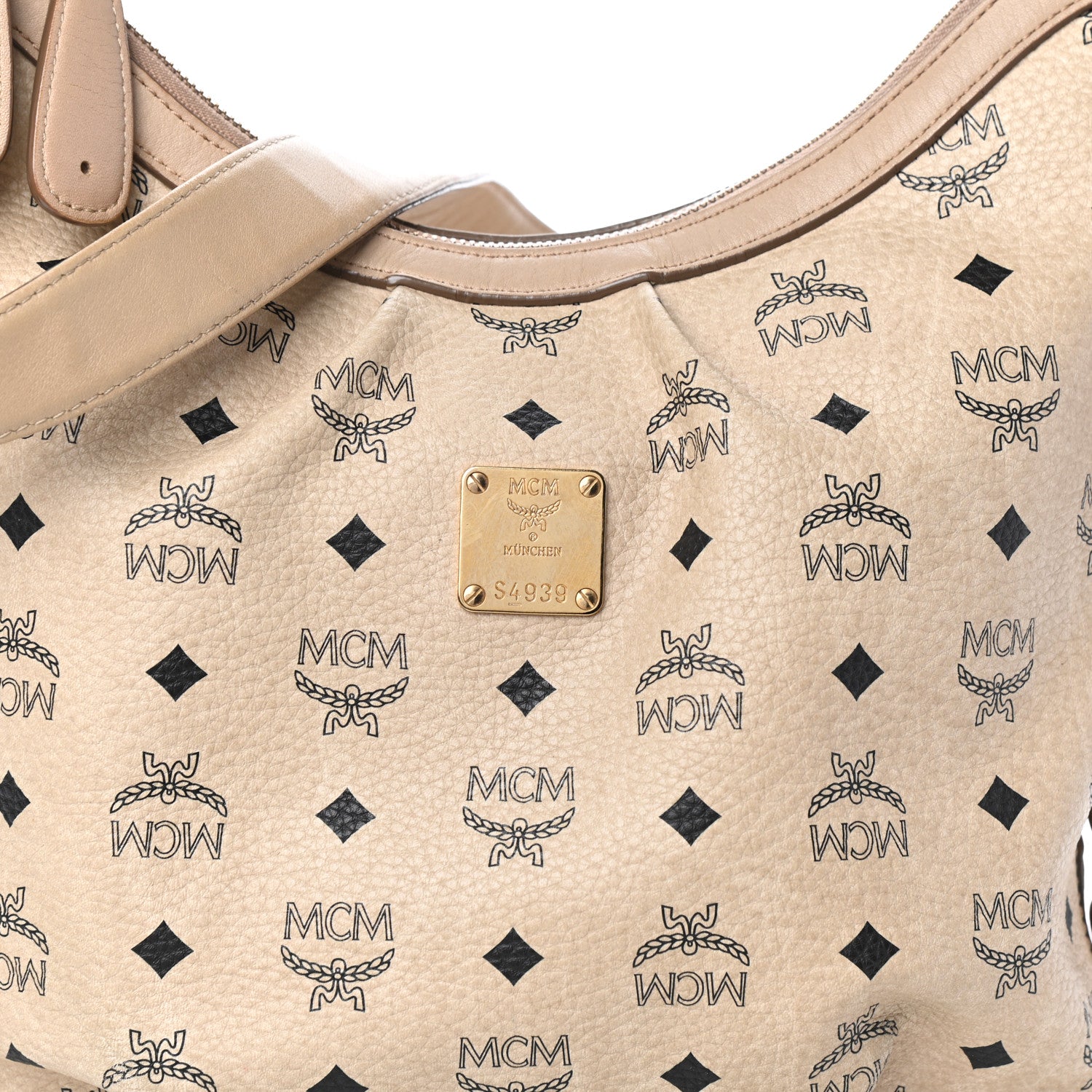 MCM Visetos Hobo Beige 7 of 9