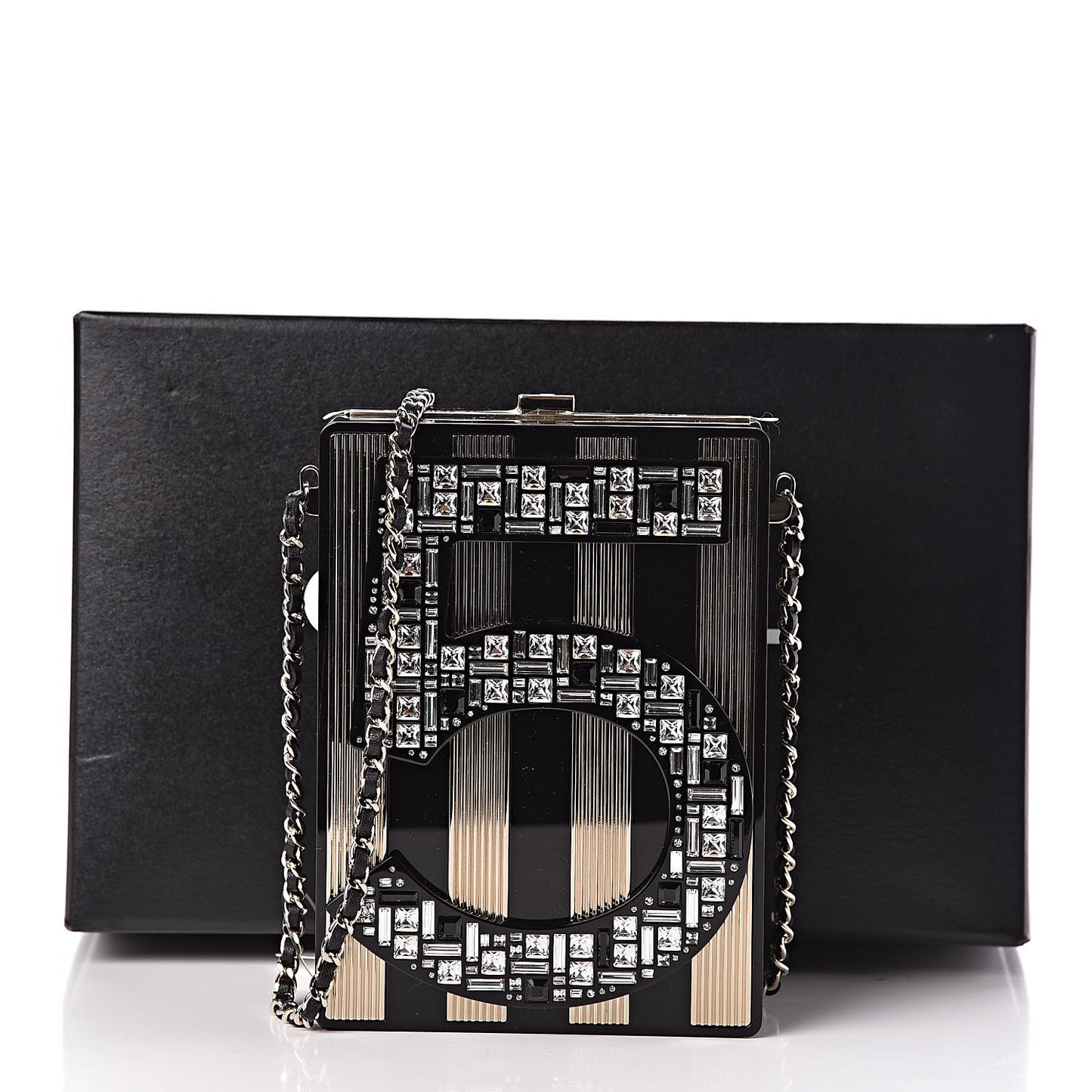 Plexiglass Strass N°5 Minaudiere Black Gold