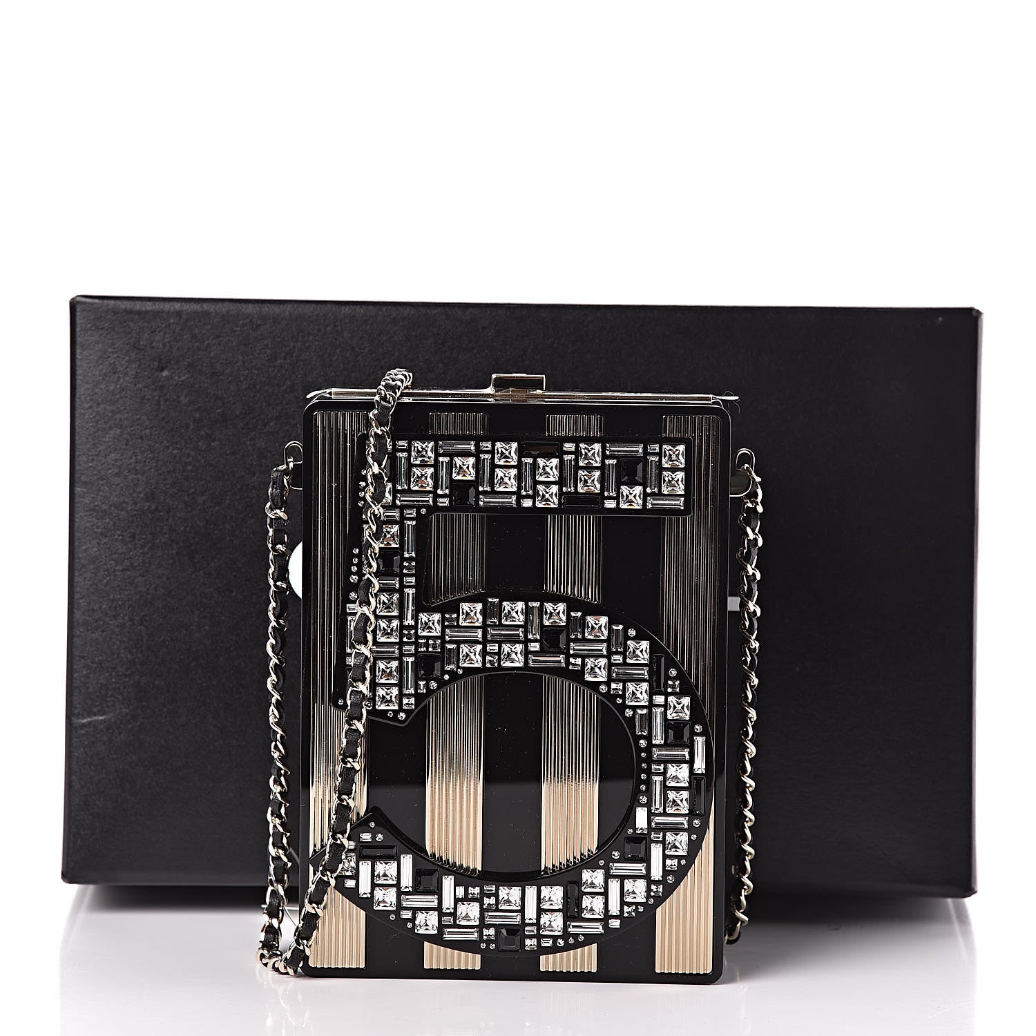 Chanel Plexiglass Strass N°5 Minaudiere Black Gold 10 of 10