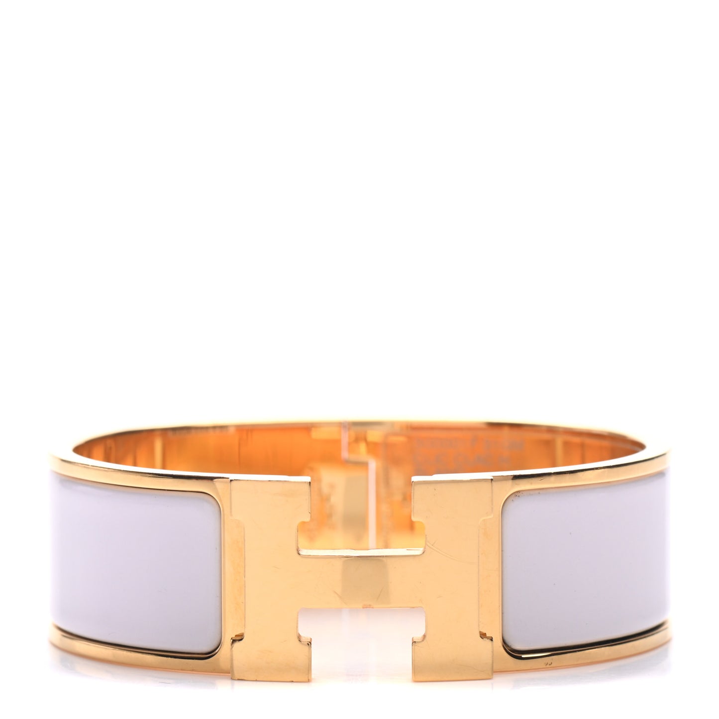 Enamel Wide Clic Clac H Bracelet GM White