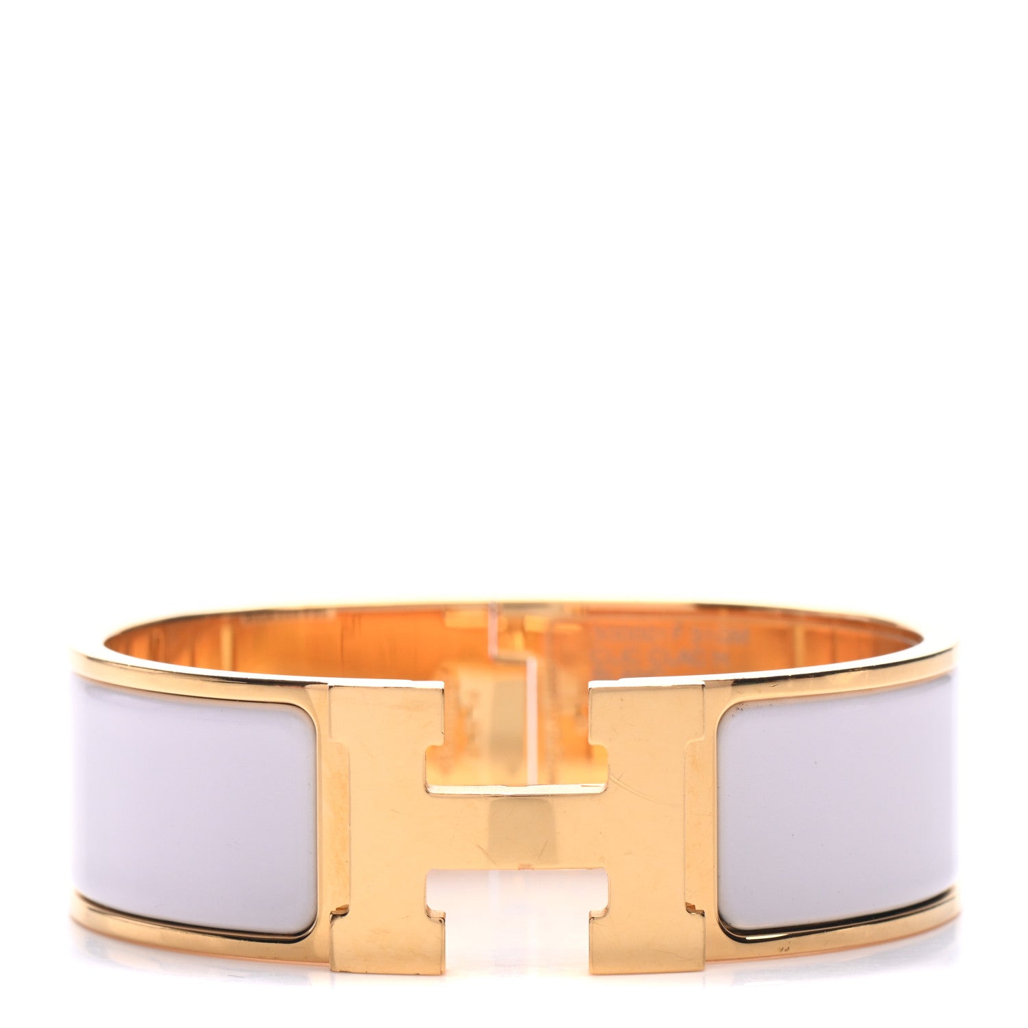 Hermes Enamel Wide Clic Clac H Bracelet GM White 1 of 6
