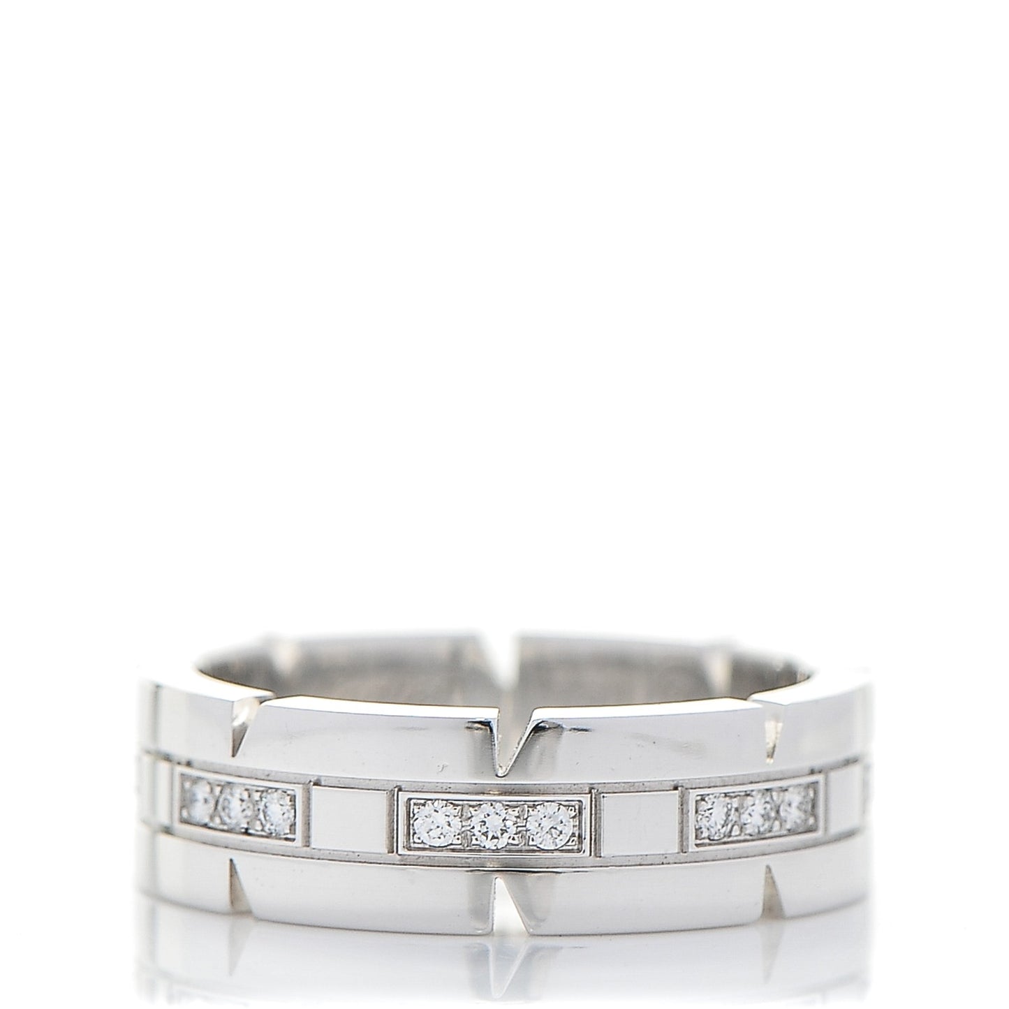 18K White Gold Diamond Tank Francaise Ring 53 6.25