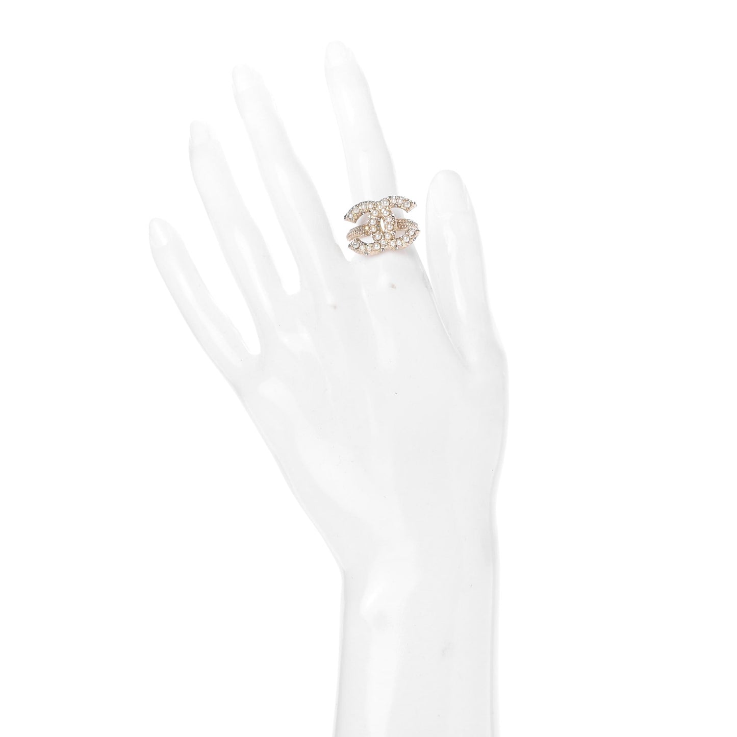 Crystal Pearl CC Ring 5.5 Gold