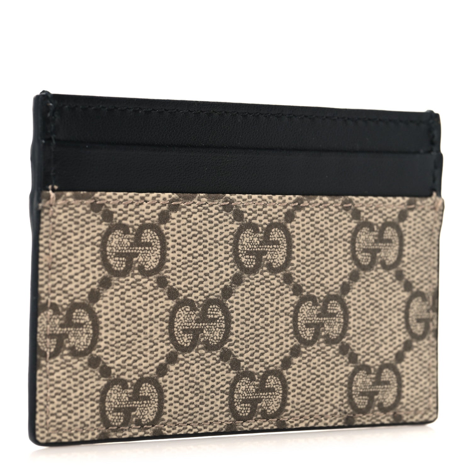 Gucci GG Supreme Monogram Calfskin Card Holder Beige Black 3 of 6