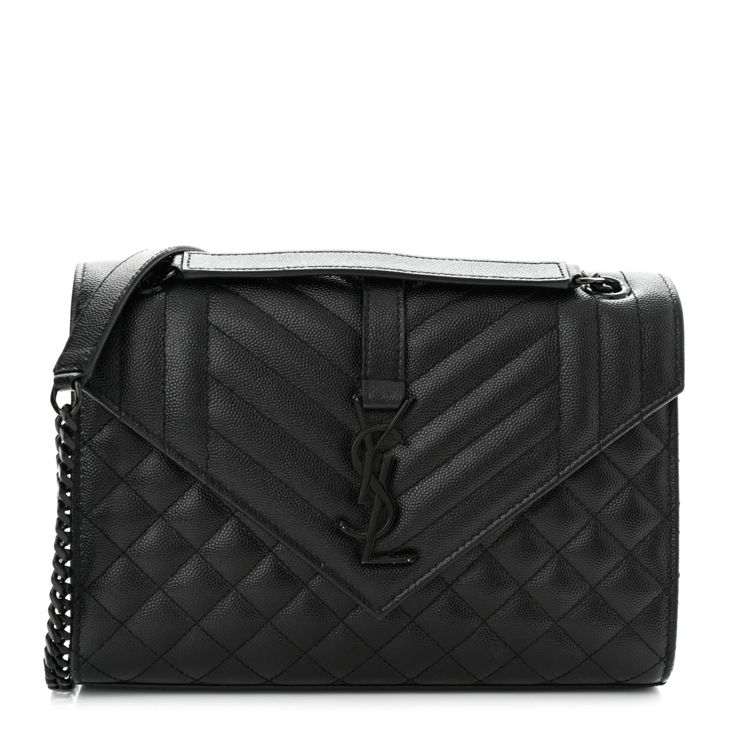 Grain De Poudre Textured Mixed Matelasse Triquilt Medium Monogram Satchel Black